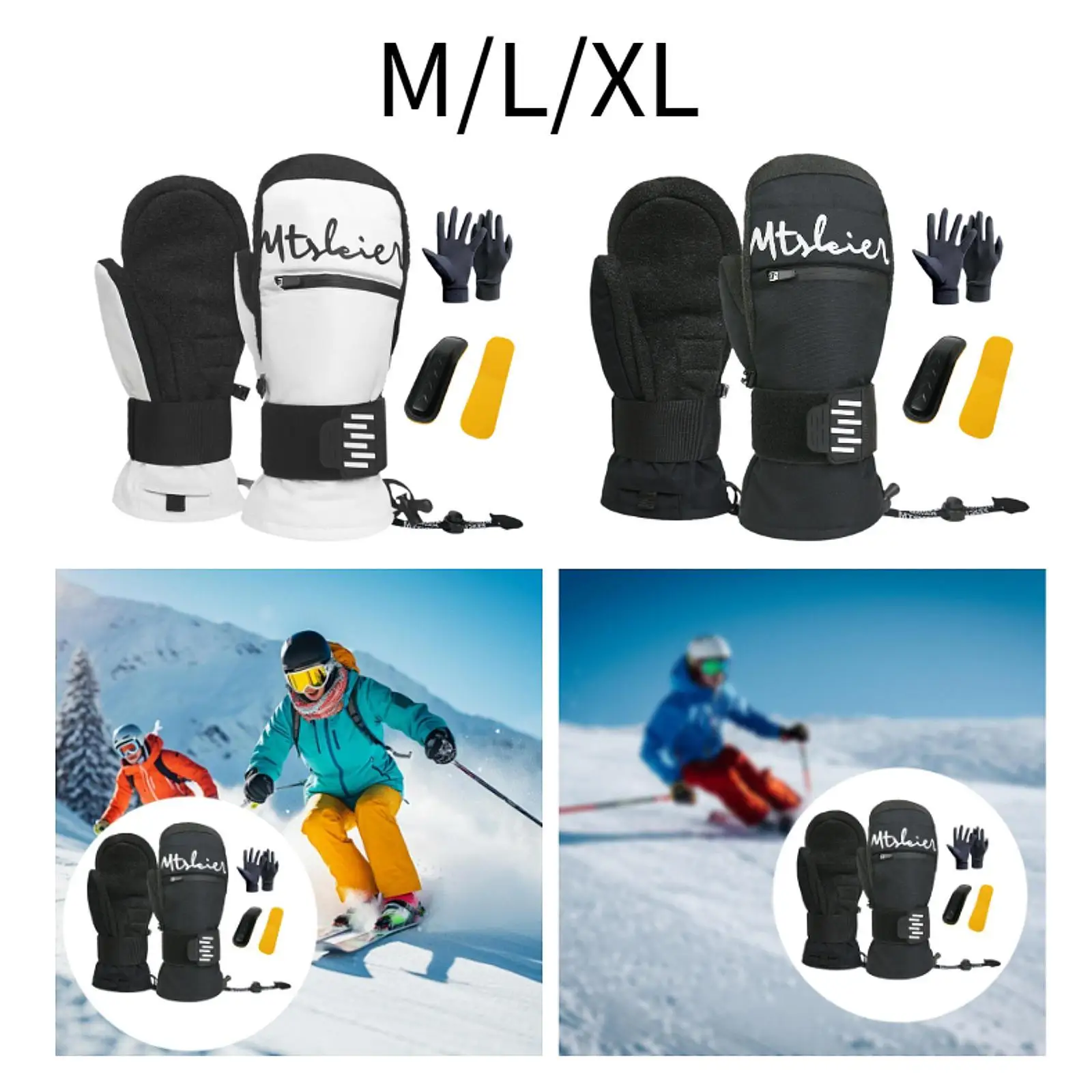 Ski Gloves Warm Wrist Rope with Built-in Wrist Protectors Snowboard Gloves for Running Hiking Snowboarding Snowmobiling Cycling