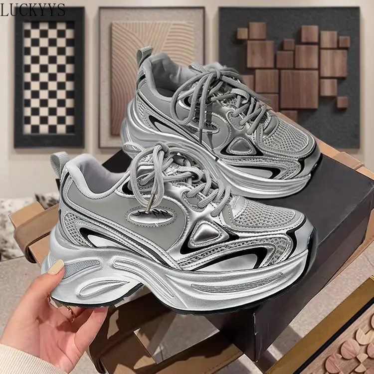 

Women Sneakers Flats Platform Shoes Patchwork Thick Bottom Soft Leather Round Toe Casual Ladies Sneakers 36-42 Tenis Para Hombre