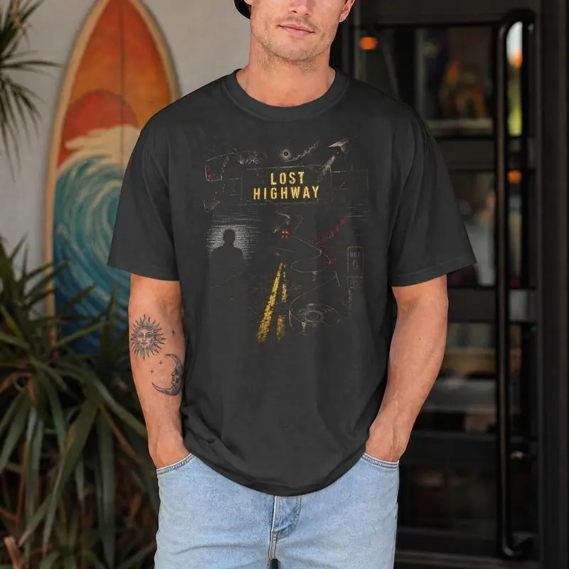 Lost Highway Retro Horror Movie T-Shirt Unisex Short-Sleeve Graphic Tee Vintage Cult Classic David Lynch Film Fan Gift