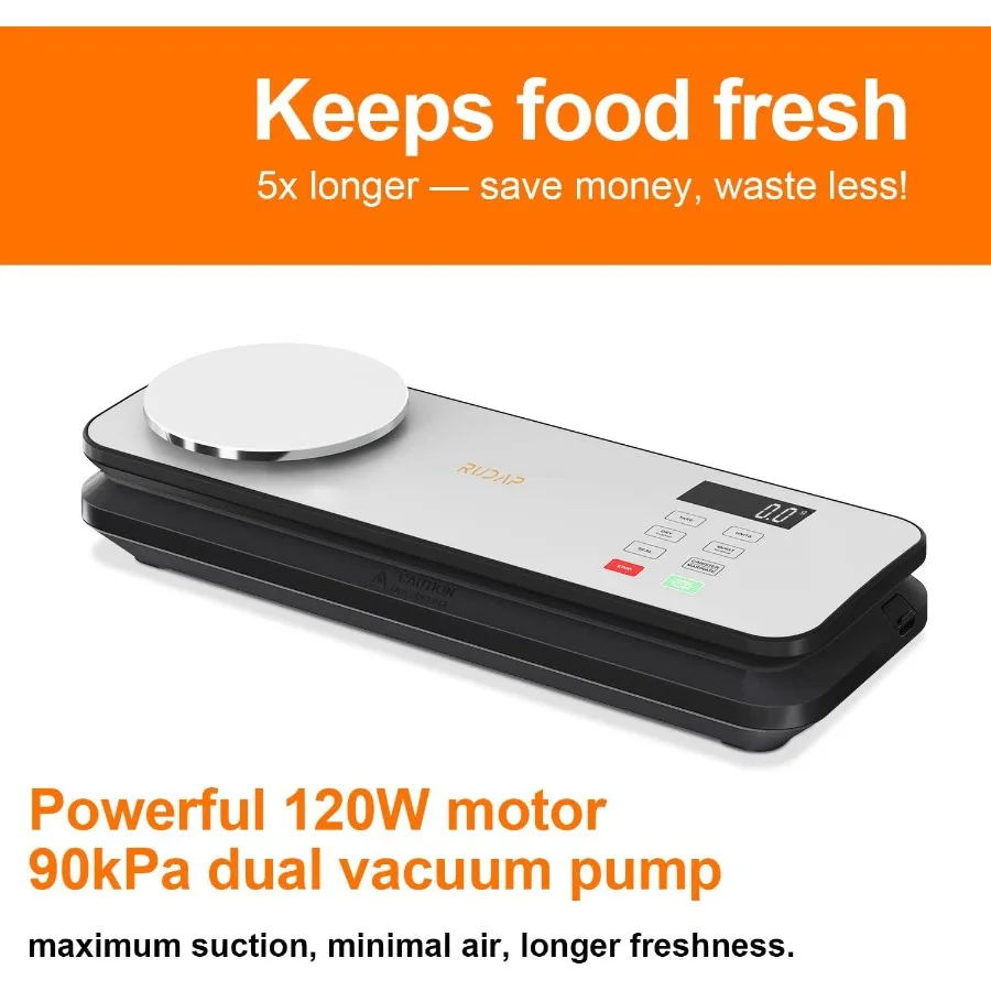 食品用真空シーラー 90kPA 強力な食品保存真空シーラーマシン デジタルキッチンスケール付き 12in1 食品真空シーラー