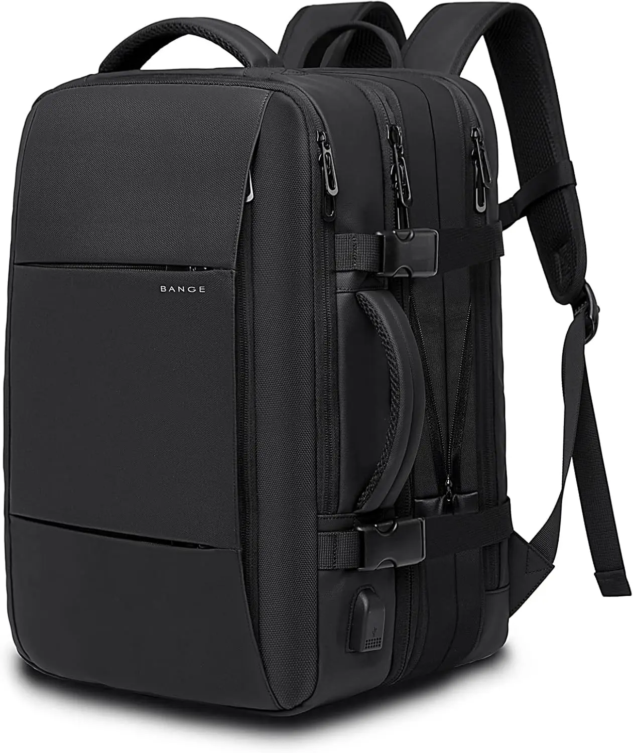 45L Expandable Carry On Backpack, 17.3 inch Laptop Travel Bag for Business & Weekend, USB Charging, Waterproof