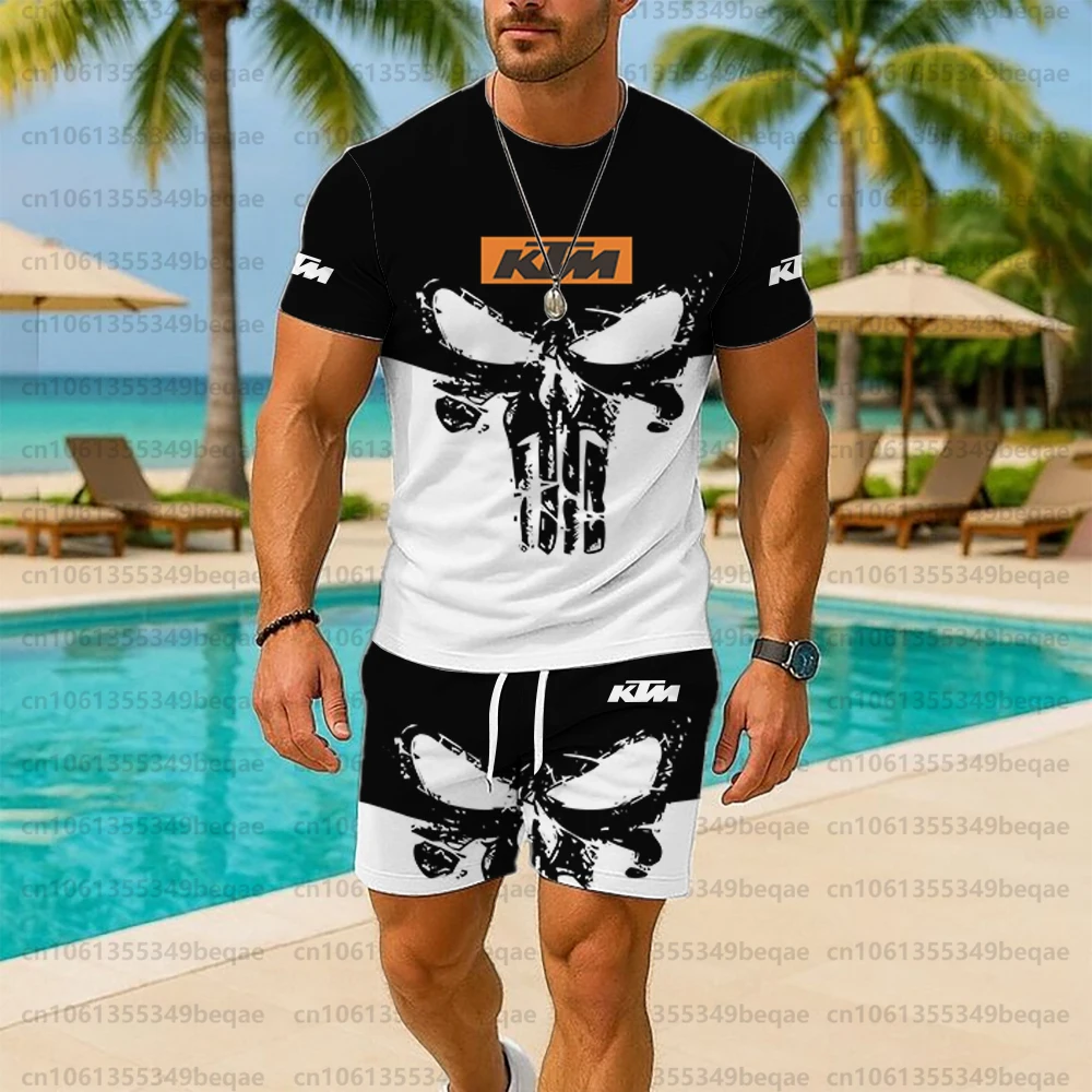 

KTM Off Road Motorcycle Jersey Men Summer Breathable Two Piece Set Cycling Sportswear Short Sleeve Top Clothing Men's sweatshirt