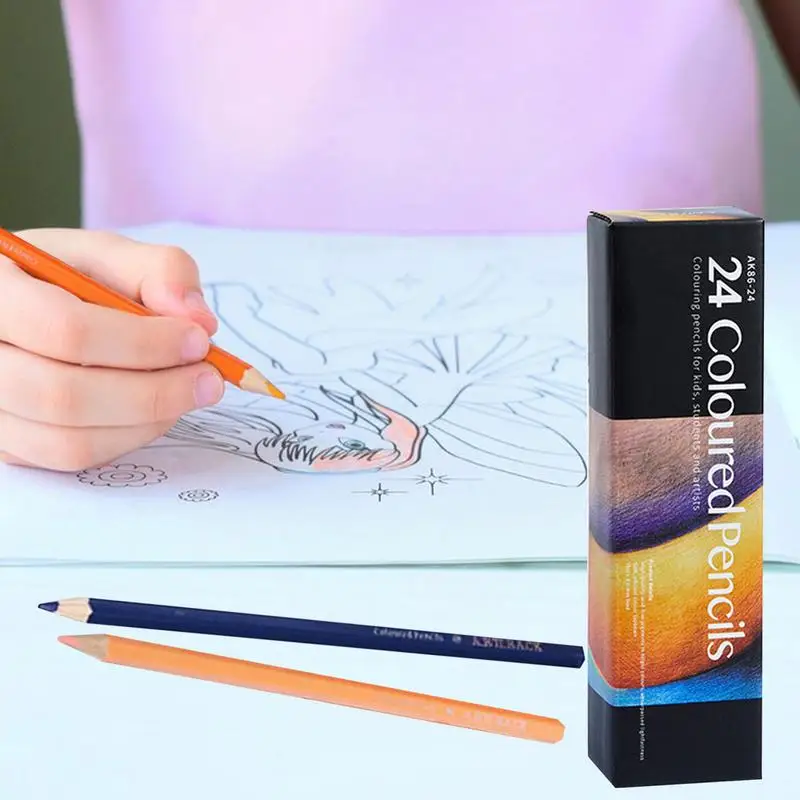 Lápis Coloridos para Adultos e Crianças, Lápis para Colorir, Presente para Iniciantes, 24/72