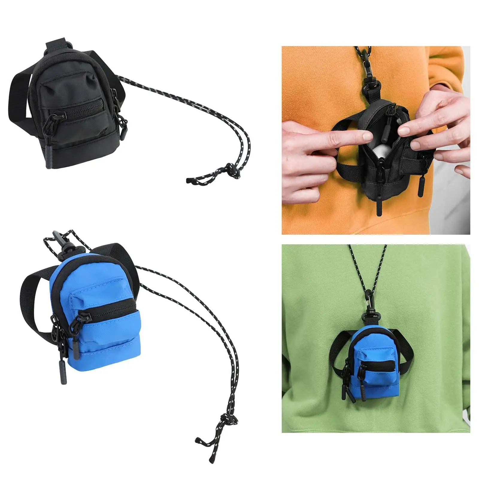 Portable Small Hanging Neck Pouch Oxford Cloth Earphone Carrying Case Mini Handbag for Travel and Sports