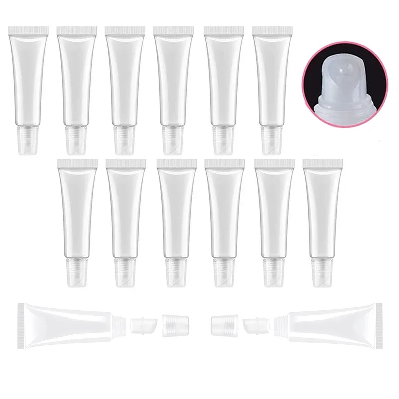 5 tubos de brilho labial dos pces 5-15ml recipientes vazios macios claros do bálsamo labial recarregáveis mini tubos cosméticos para maquiagem e produtos de higiene pessoal de viagem