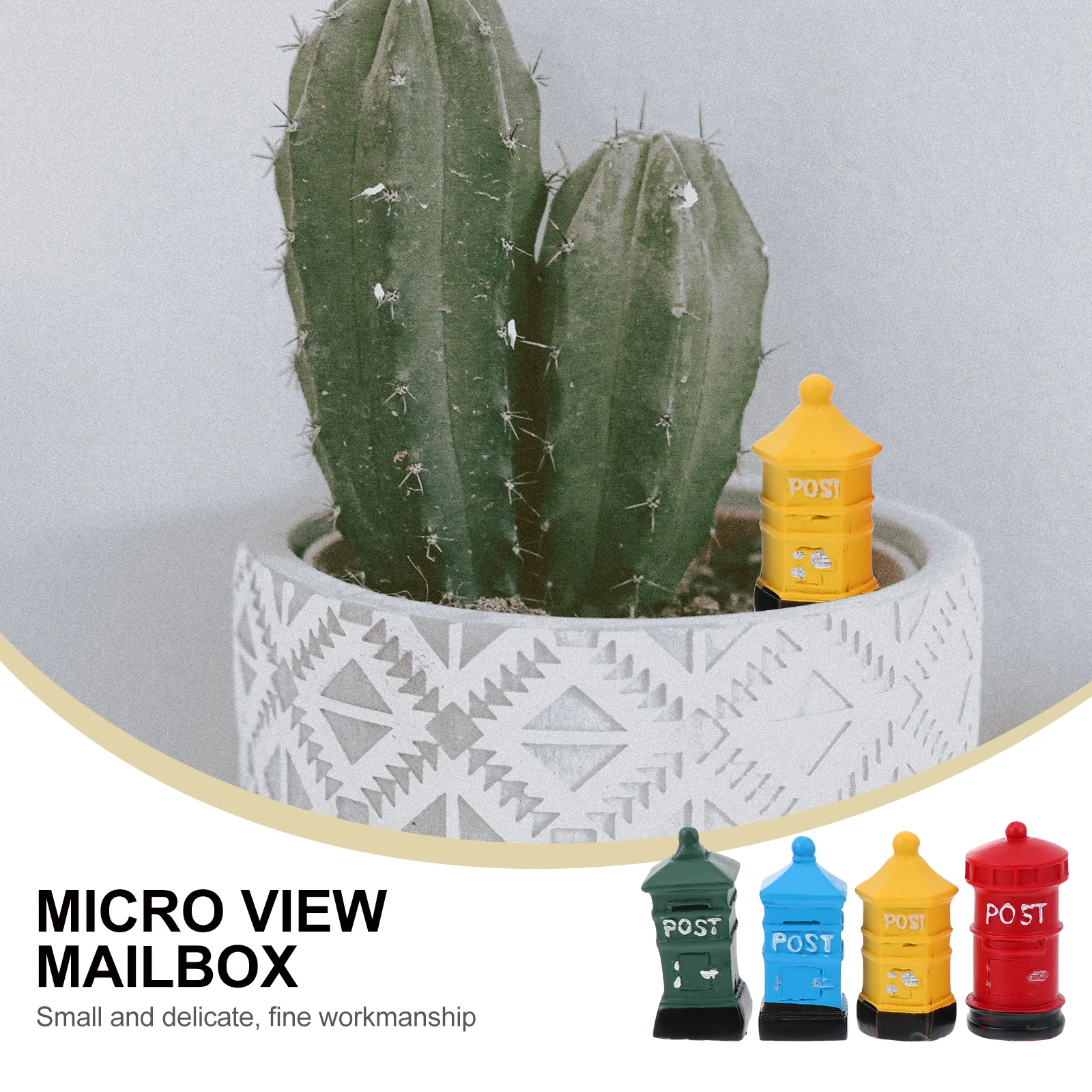 

4 Pcs Micro Landscape Ornament Resin Mini Garden Crafts Fairy Adornment Miniature House Mailbox Decor