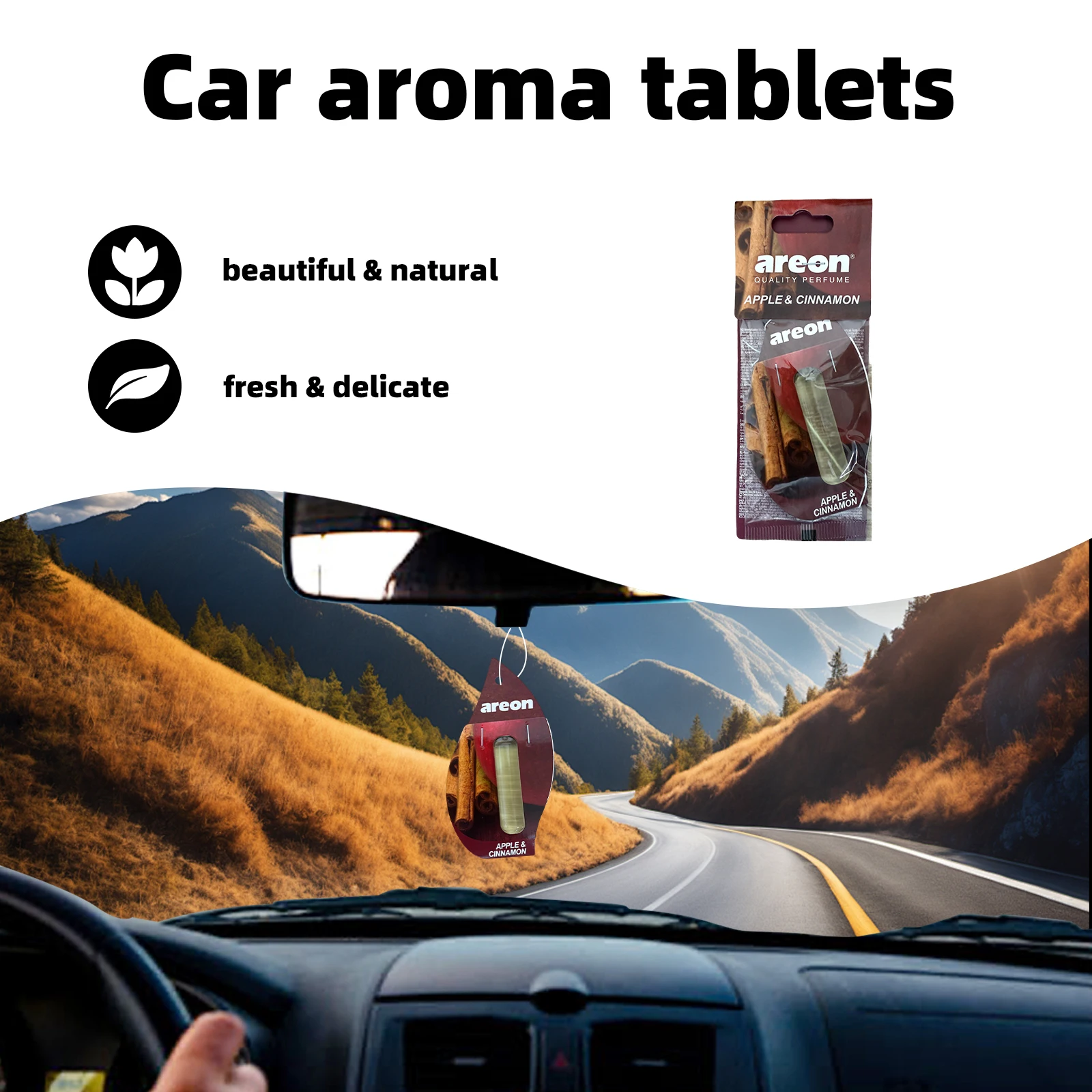 Areon 5/20pcs Apple Scent Car Air Freshener, Natural Tea-Scented Paper, Car-Mounted Hanging Type, Car Interior Accessories view 4
