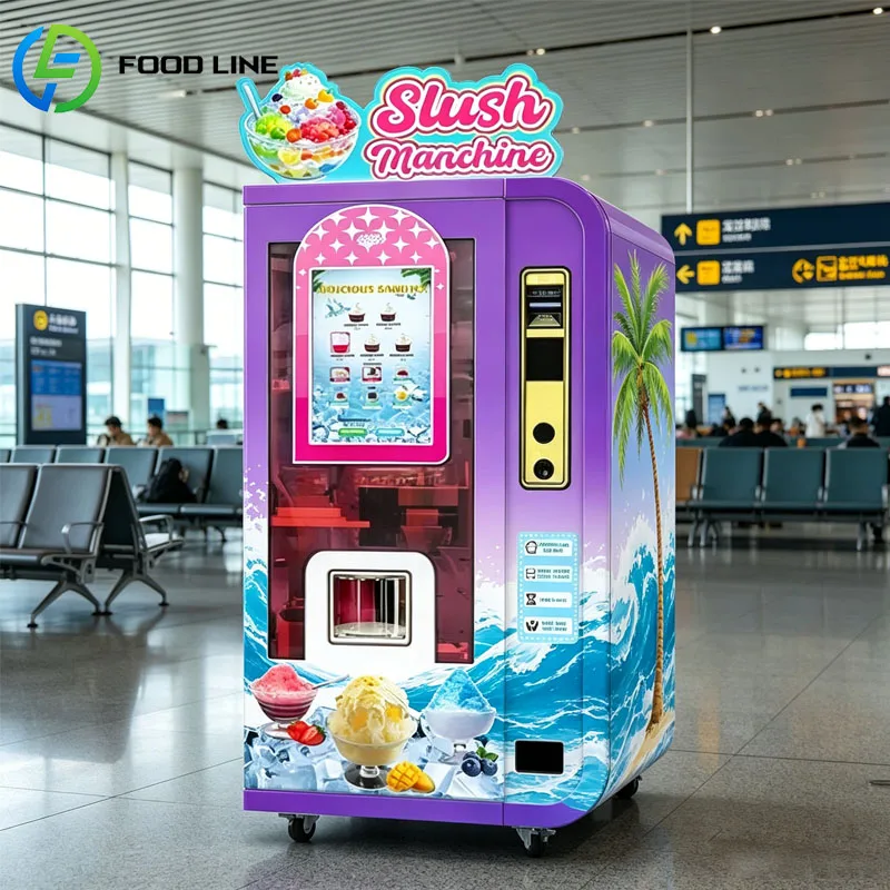 Frozen Fruit Smoothie Machine Vending Commercial Smoothie Maker Slush Machine Touch Screen LED for Airport Station Customized
