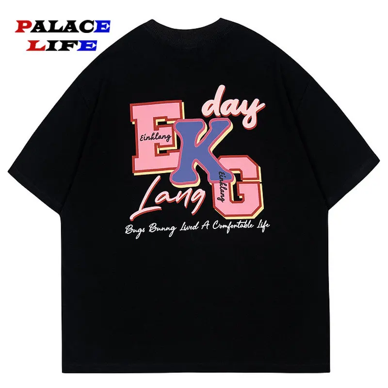 

Men Hip Hop Washed T-Shirt Streetwear Letter Printed T Shirt Harajuku Cotton Casual Tshirt 2023 Summer Short Sleeve Tops Tees