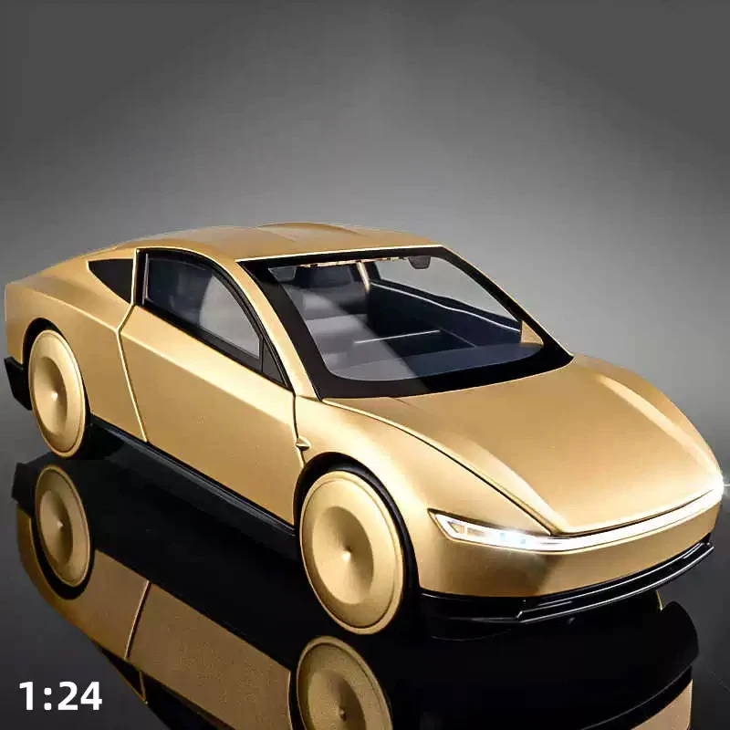 

1/24 литая под давлением модель автомобиля ROBOTAXI, имитация звука и света, украшение для мальчиков, игрушки, подарок на Хэллоуин