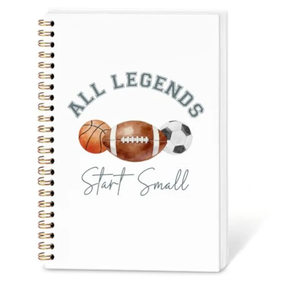 

SYLLHRZGB Sports Balls Boys Spiral Notebook Journal, Football Basketball Notebooks for Work School, Soccer Journaling Notebooks