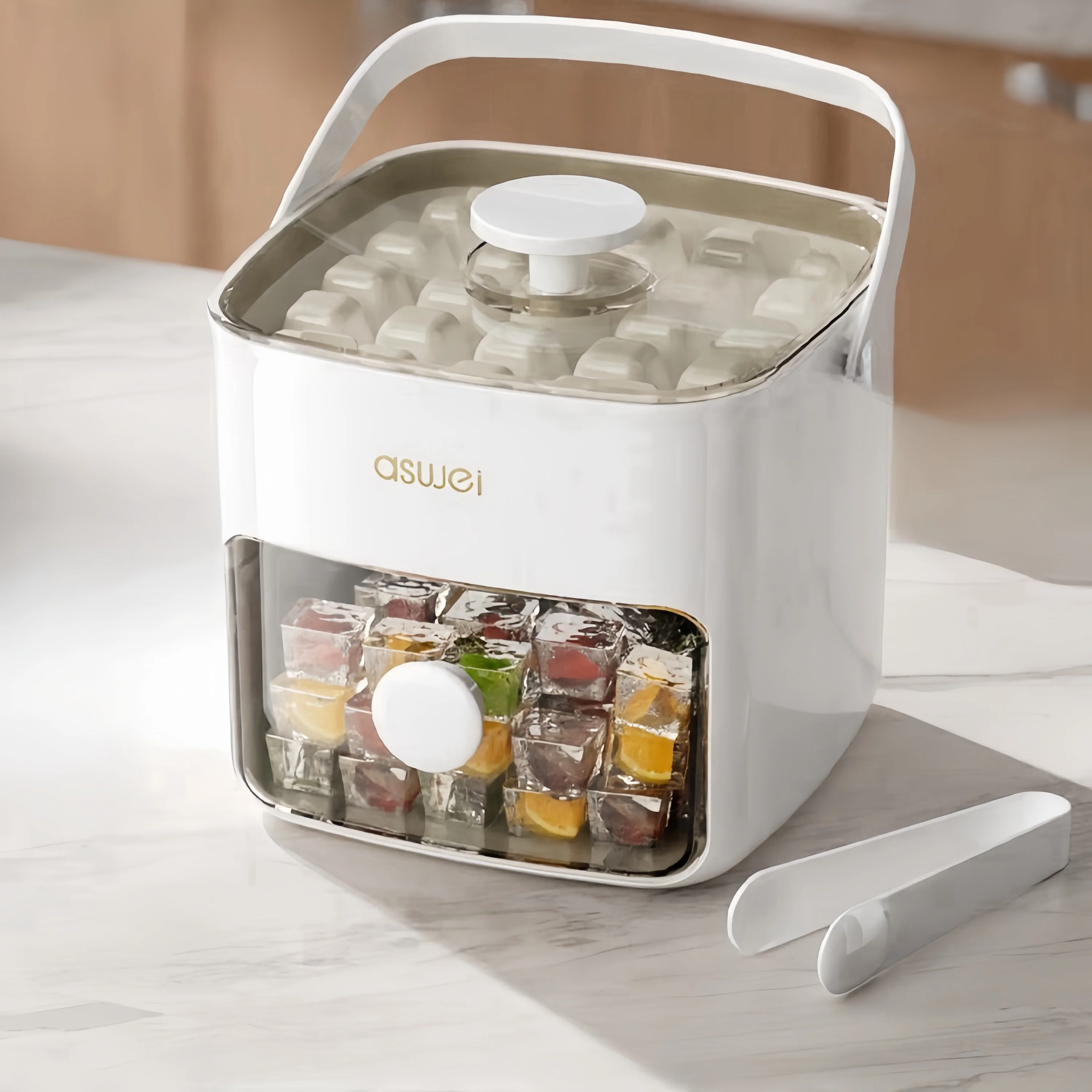 

Лоток премиум-класса для кубиков льда, 48 сеток, с крышкой/зажимами для льда, ящик для хранения напитков, виски, пива с пинцетом и 2 лотками для льда.