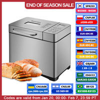 Biolomix Stainless Steel 1KG 19-in-1 Automatic Bread Maker 650W Programmable Bread Machine with 3 Loaf Sizes Fruit Nut Dispenser