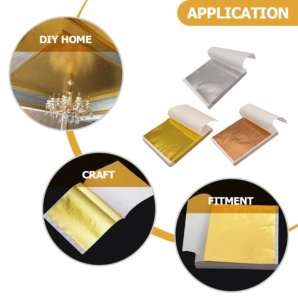 

300 Sheets Imitation Gold Foil Sheets Craft Gold Leaf for DIY Handcrafts and Party Decorations Glittering Flakes