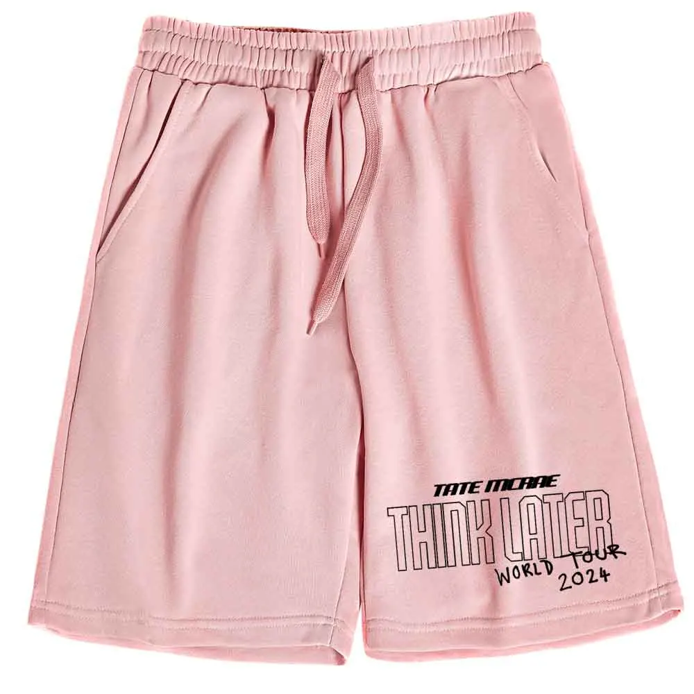 Tate Mcrae Think Later World Tour-Pantalones 2024 de algodón Unisex, pantalón corto informal para playa, estampado de verano, Regular