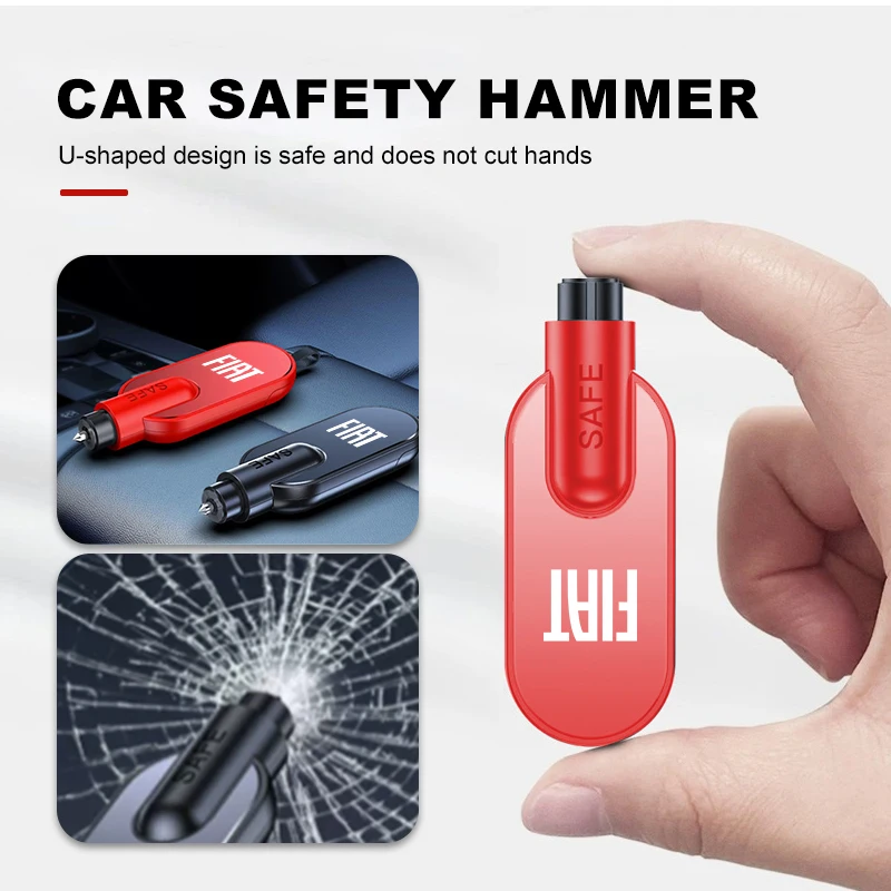Martillo de Seguridad 2 en 1 para Auto, Rompe Cristales, Herramienta de Escape de Emergencia para Fiat Grande Punto, 500, Abarth, Tipo, Panda, Brave, Stilo, Palio