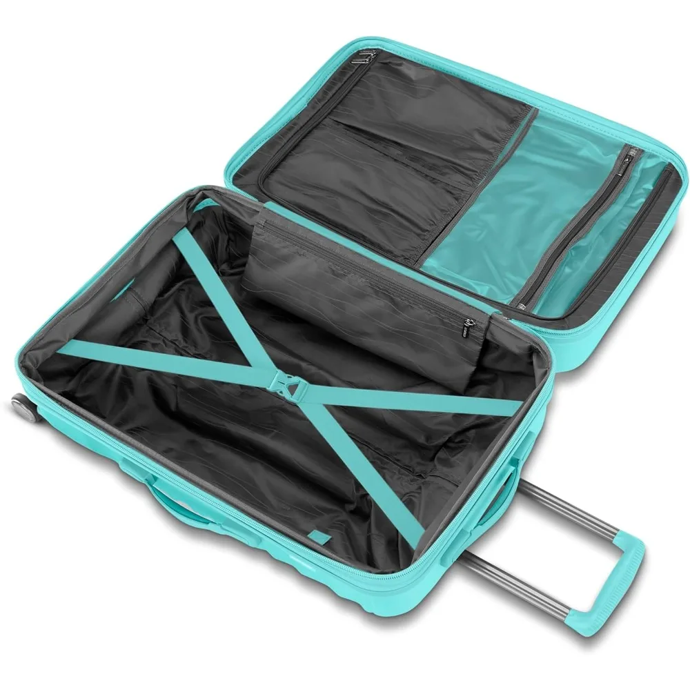 Equipaje giratorio rígido de 24 pulgadas, aguamarina: carcasa ligera de ABS, hilandero de 4 ruedas, mango ajustable para viajes sin estrés