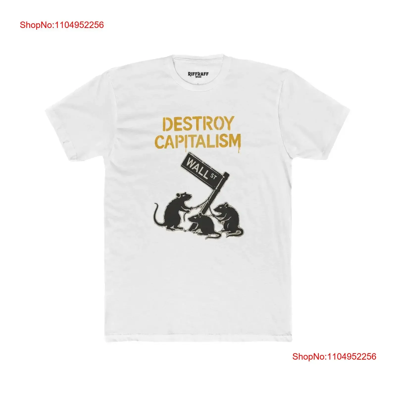 Camiseta de algodón para tripulación, destruye el capitalismo, arte político, Riff Raff, ropa vintage lavada, Unisex, estirada, ligeramente de diseñador
