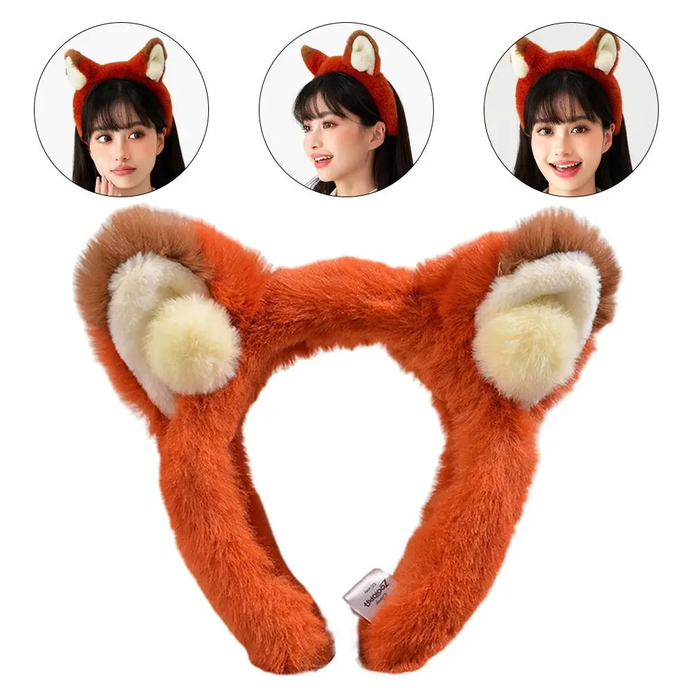 All-match Cartoon Plush Firefox Headband 2024 Advanced Hair Hoops Cute Women Headwear for Autumn Winter