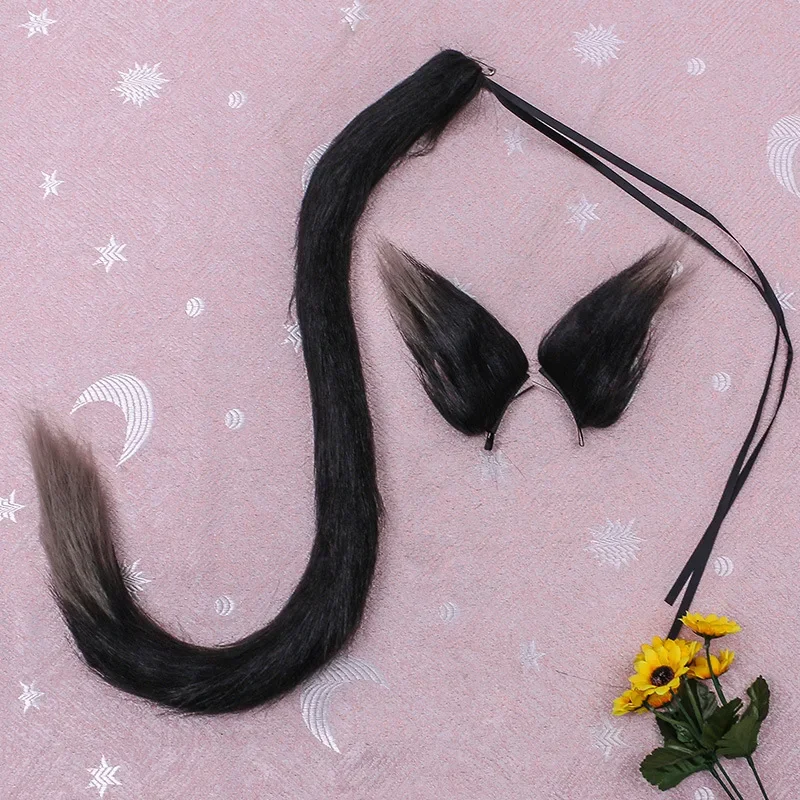 Cat Fox Ears Tail Furry Animal Headband  Props Birthday Party Fancy Dress  Accessories Anime Costume Cosplay Halloween