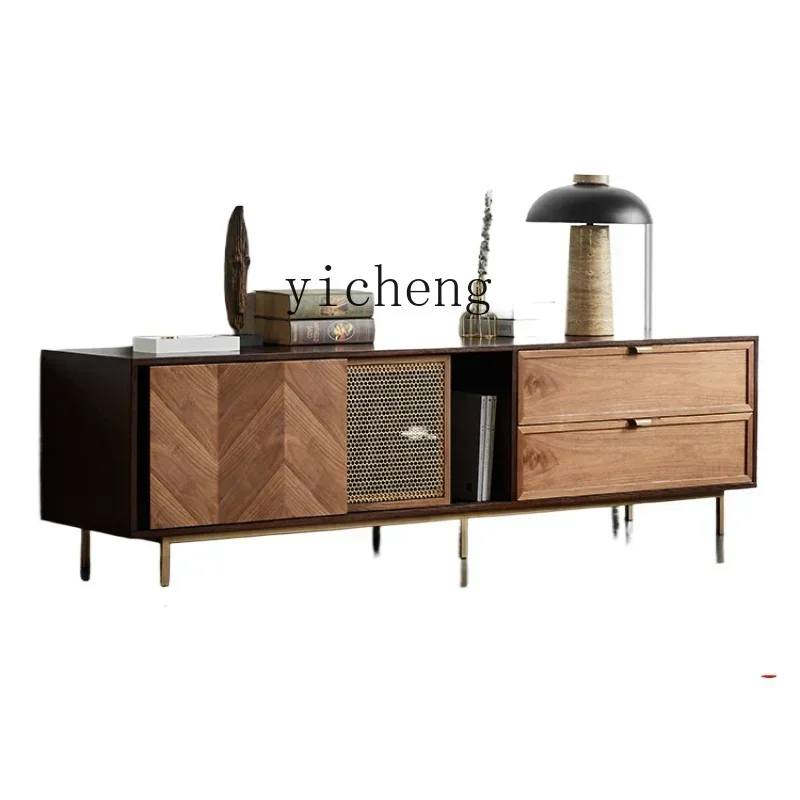 

GZ-i6.3 retro copper TV cabinet coffee table combination living room simple household light luxury solid wood TV cabinet