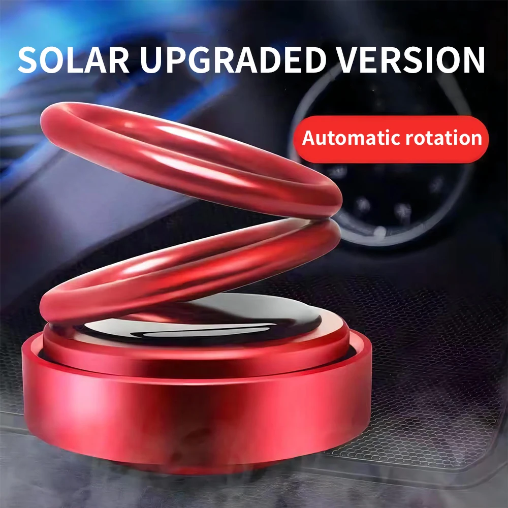 Solar Car Air Freshener Car Aromatherapy Rotating Double Ring Perfume Fragrance Diffuser Auto Interior Decoration Accessories