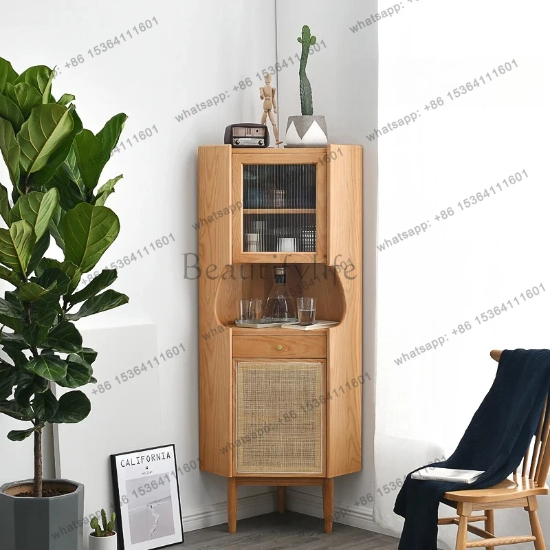 ตู้เก็บไวน์ไม้เนื้อแข็งสไตล์นอร์ดิกยุคกลาง ตู้สามมิติทรงสามเหลี่ยมเรียบง่าย