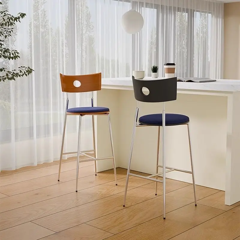 Retro bar chair, wrought iron back chair, simple bar chair