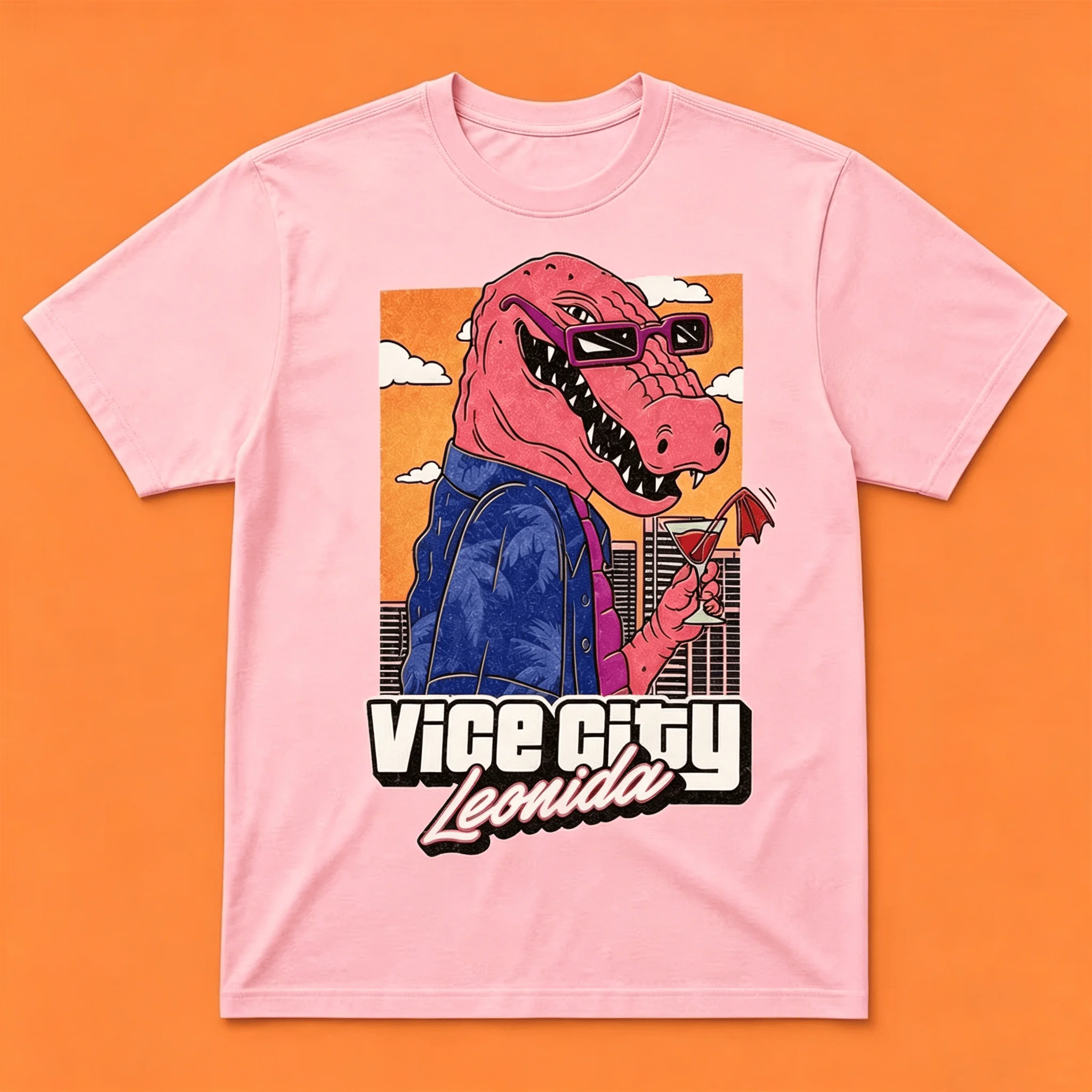 Jason Vice City Leonida Alligator Bedrucktes 2026 Neues T-Shirt aus Baumwolle für Herren und Damen, beliebtes Streetwear-Freizeit-T-Shirt, lässiges Oberteil – Detail 9