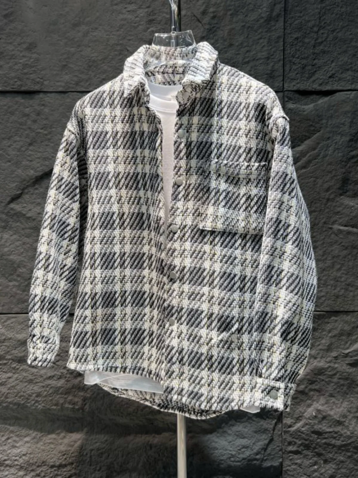 

Autumn New Sle Men's Retro Tailored Coat Knitted Design Versatile Couple's irt Jaet Top Cotton Casual Faion