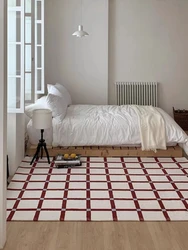Modern Minimalist Living Room Decoration Carpets Plaid Bedroom Bedside Carpet Checkerboard Study Rug Soft Plush Balcony Rugs 양탄자