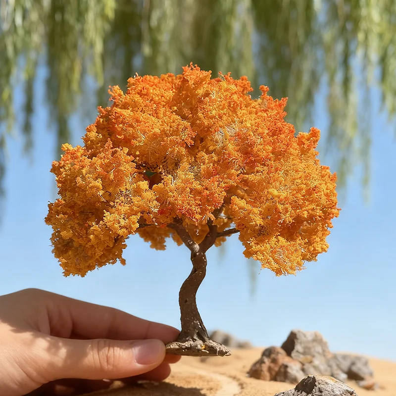 نموذج مصغر شجرة سلكية متدرجة باللون الأصفر والبرتقالي نموذج طاولة رملية معمارية حديقة لتقوم بها بنفسك تصميم تمثال بيت الدمية