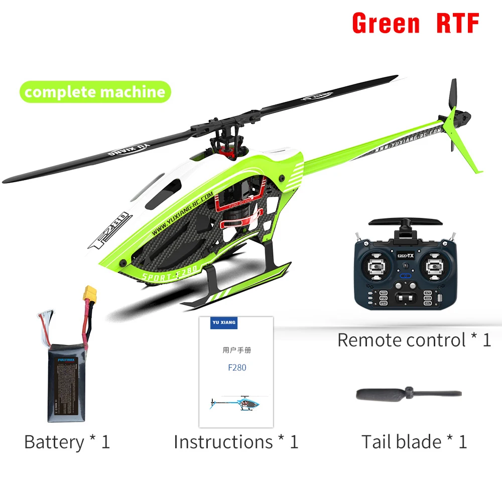 YXZNRC RC Helicopter F280 2.4G 6CH 6-Axis Gyro 3D6G Dual Brushless Direct Drive Motor Flybarless Remote Control Airplane BNF/RTF