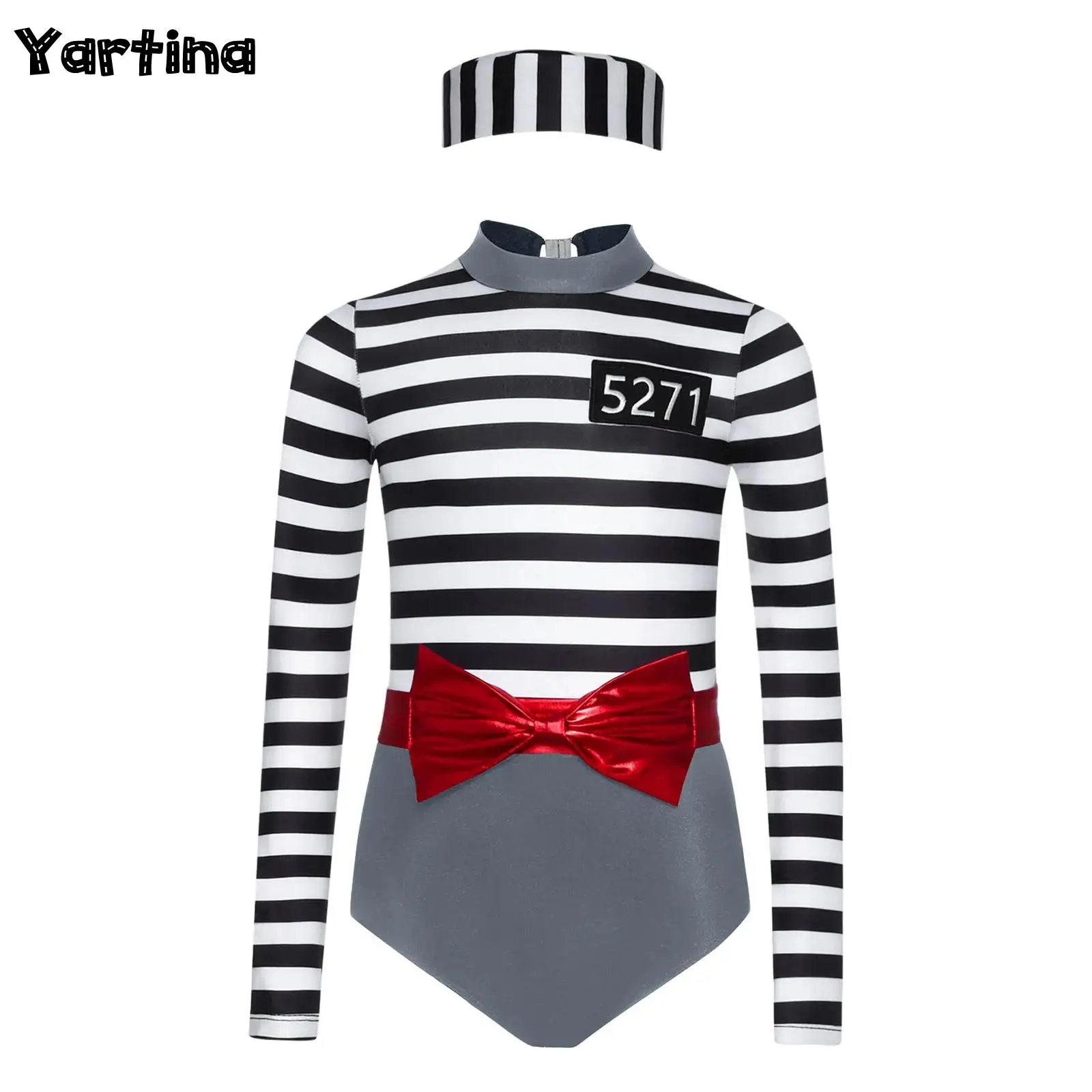 الفتيات سجين المشارب Jailbird تأثيري حلي مجموعة الصحافة أزرار الإجرامية بذلة مع حزام خصر القوس وقبعة شرطية #1