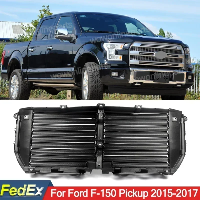 

Grille For Ford F-150 Black Upper Radiator Grille Air Shutter Control Assembly 2015 2016 2017 auto parts