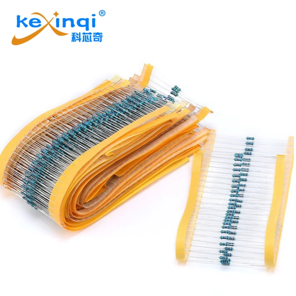 

1250pcs/lot 1/4W 1R~1M 1% Metal Film Resistor 100R 220R 1K 1.5K 2.2K 4.7K 10K 22K 47K 100K 100 220 1K5 2K2 4K7 Ohm Resistance