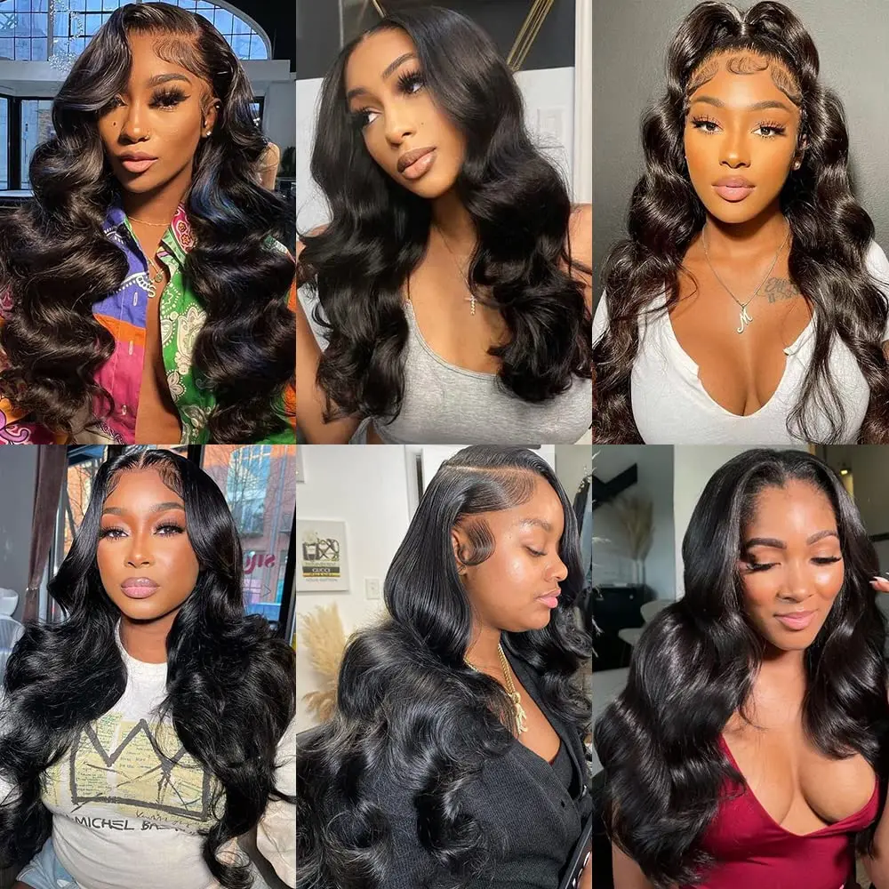 Body Wave 13x4 Lace Frontal With Bundles Human Hair Brazilian 100% Unprocessed Human Hair Bundles With Closure Natural Black #1B