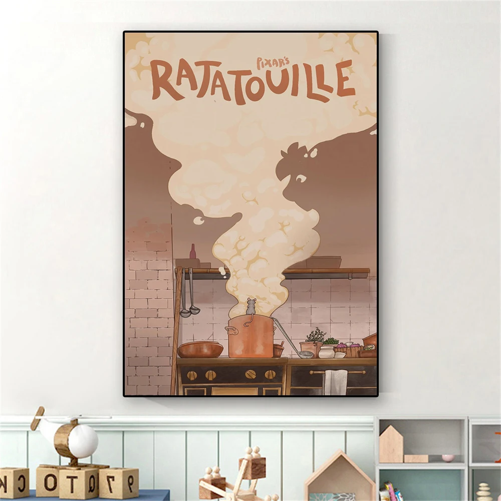 Disney Cartoon Ratatouille Movie Poster Vintage Color TV Show Art Prints Funny Retro Canvas Painting Picture Home Kitchen Decor