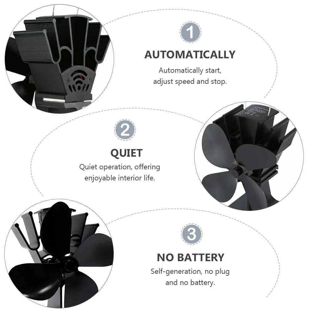 

Eco-Friendly Thermal Power Fireplace 4 Heat Powered Stove Silent Heating Accessory Wood Stove Fan Heat Distribution Fuel Saving
