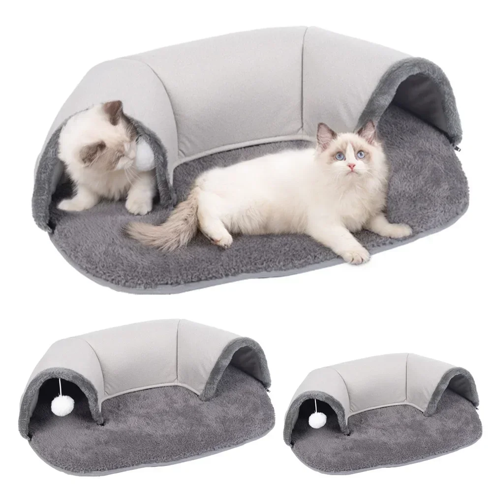 Cat Play Long Plush Tunnel Pet Animal Tunnels Cats Guinea Pig Rabbits Funny Cat Supply Can Be Used As A Sleeping Mat Playing Toy