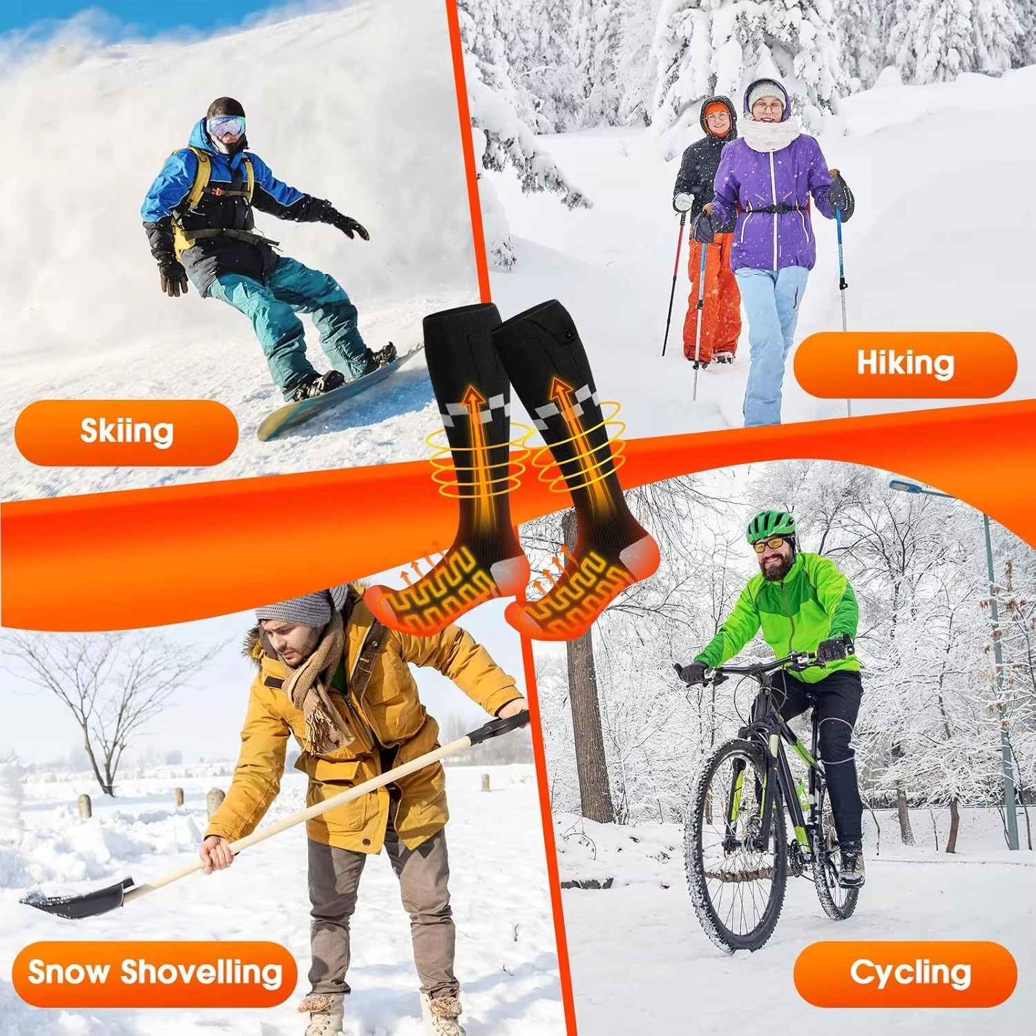 APP Control Heated Socks Rechargeable 5000mah Electric Heated Skiing Socks Snowboarding Outdoor Sports Foot Winter Therma Socks - view 5