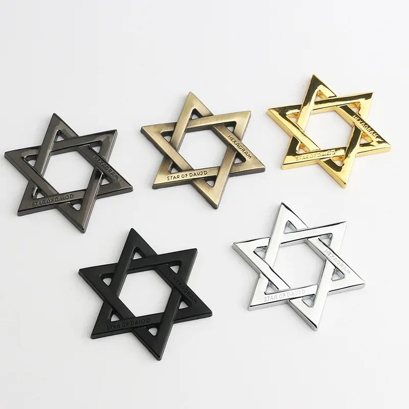 3D Metal Car Solomon Hexagram Star of David Logo Emblem Israel Mogen David Badge Body Window Sticker Decoration Accessories