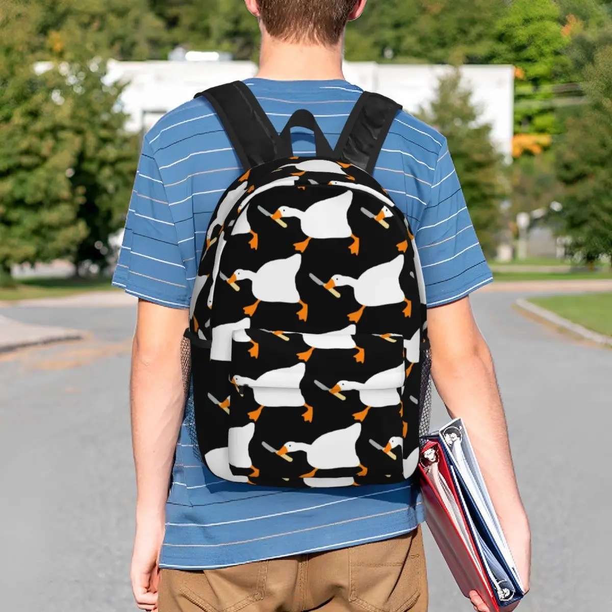 Goose With Knife - Peace Was Never An Option Backpack Student BookBag Men Women School Bag Computer Shoulder Bags