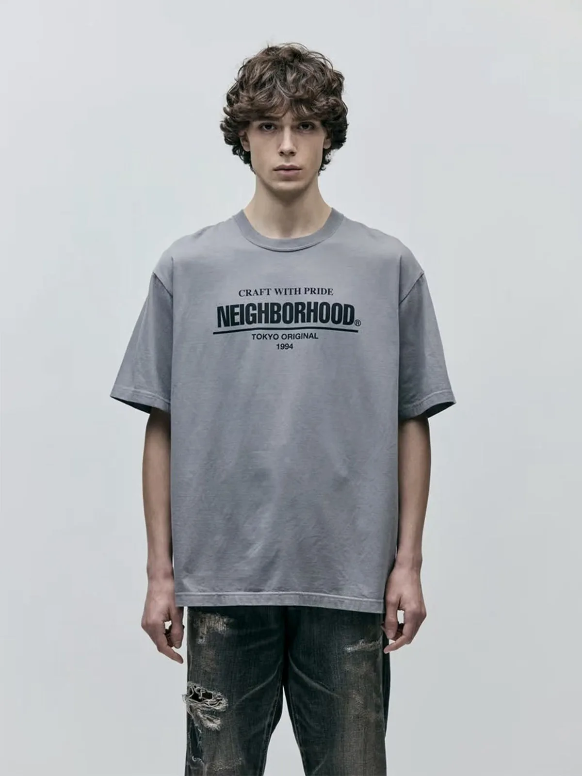 Japan NEIGHBORHOOD Tee SS-1 Printed Tees Men's and Women's Loose Casual Short Sleeved