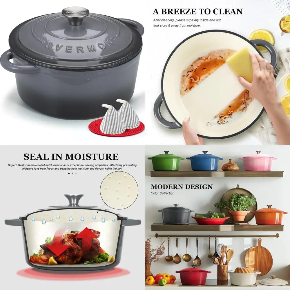 

Enameled Cast Iron Dutch Oven 7QT Pot with Lid - Heavy-Duty Cookware for Braising, Stews, and Comfort Food Recipes