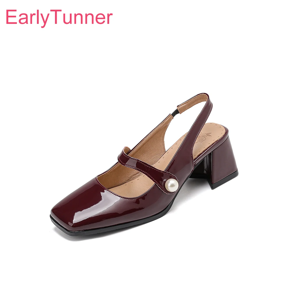 

2025 New Summer Fashion Wine Red Yellow Women Sandals High Block Heel Lady Formal Shoes Plus Big Small Size 11 32 43 45 48