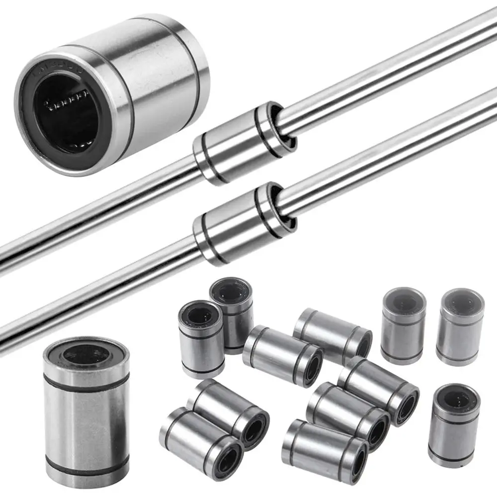 Linear Ball Bearing Durable Bushing Steel CNC Part Nickel Plated Chrome Steel Rods Shaft for 3D Printers