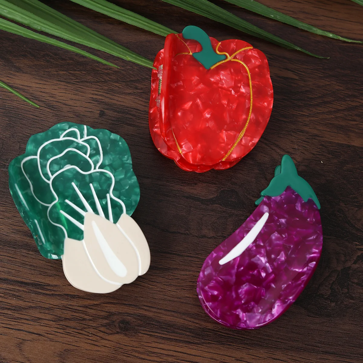 New Pepper Cabbage Lemon Barrettes For Women Girls Trend Acetate Vegetable Fruit Oversize Hair Claw Clip Accessories Tool