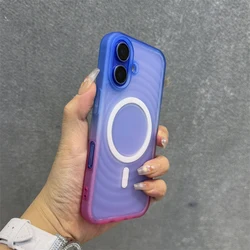 Gradient Water Ripple for Magsafe Phone Case for iPhone 16 pro max 15 Pro 14 13 12 Frosted Skin Feel Wireless Charging Cover