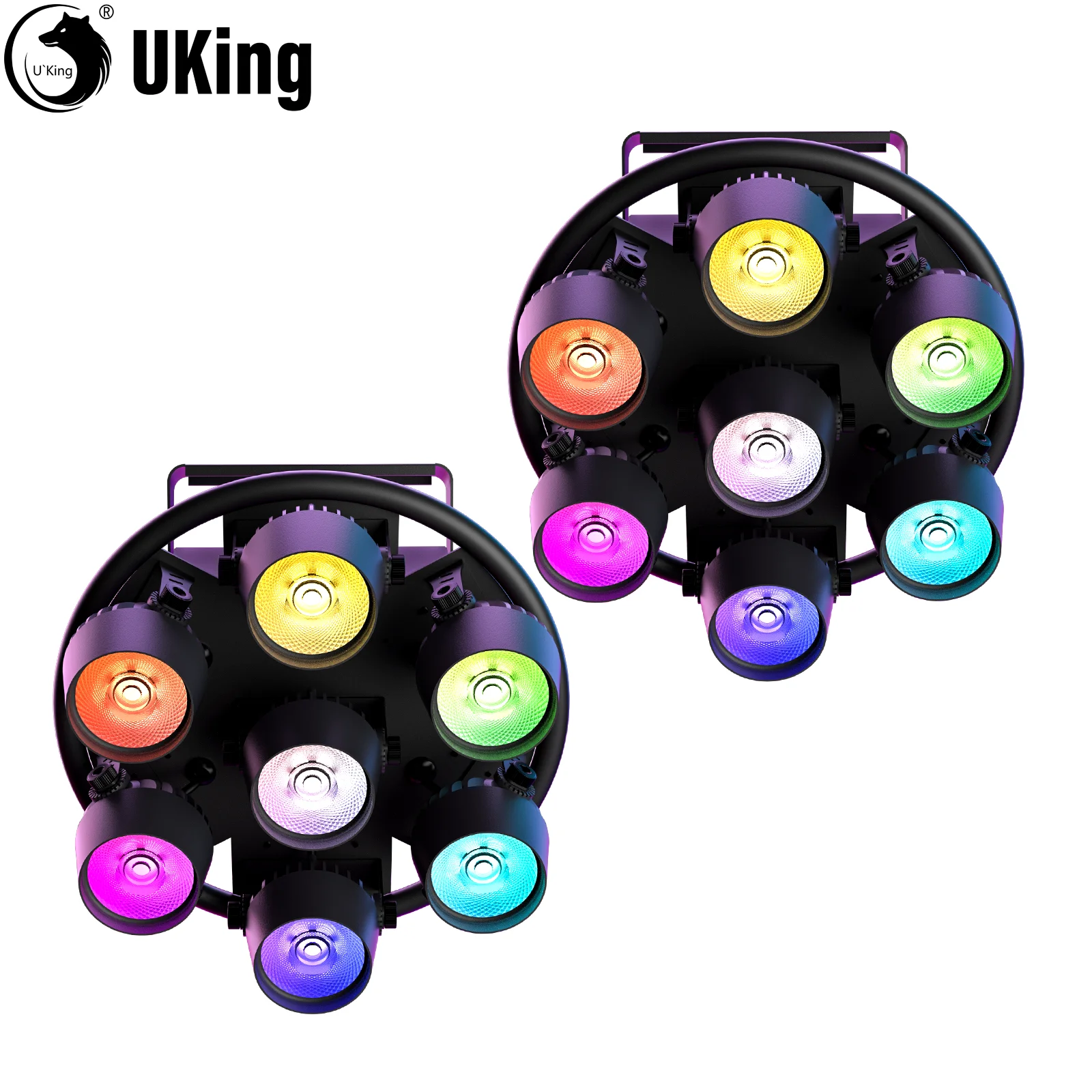 U'King 2 шт. 350 Вт Ретро-светильник 7X50 Вт RGB LED COB Stage Par Light 3/5/8/21/23CH DMX DJ Light для вечеринки, свадьбы, вечеринки, сценического освещения